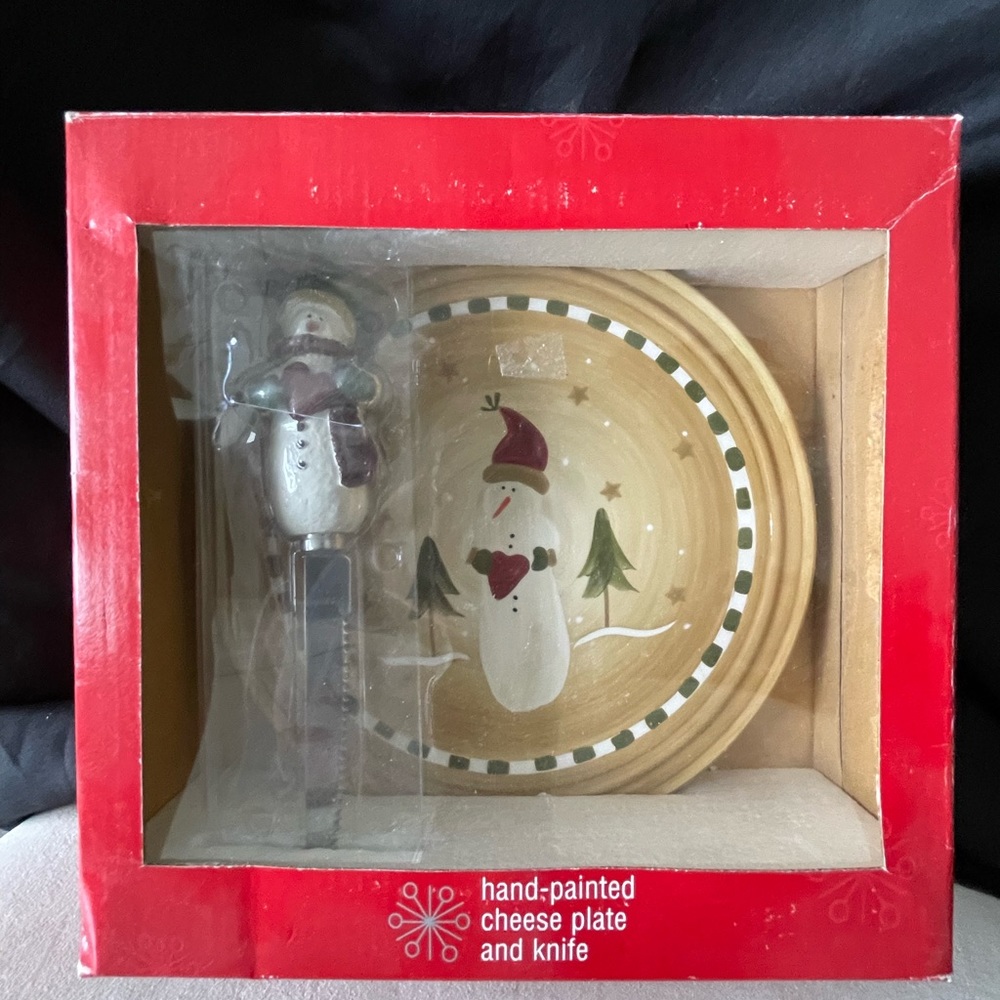 Hand Painted Cheese Plate and Knife